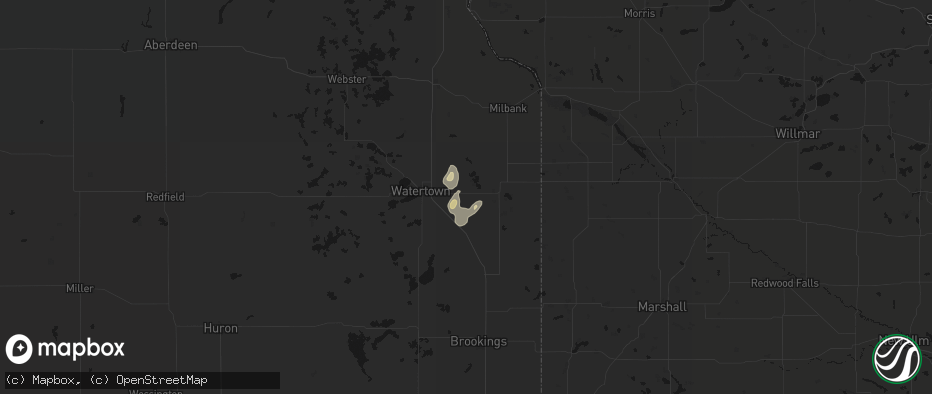 Hail map in Goodwin, SD on July 3, 2026