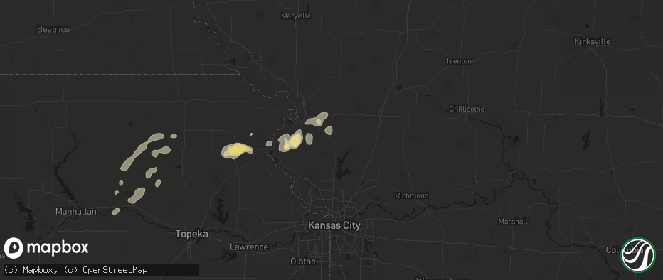 Hail map in Gower, MO on July 3, 2026