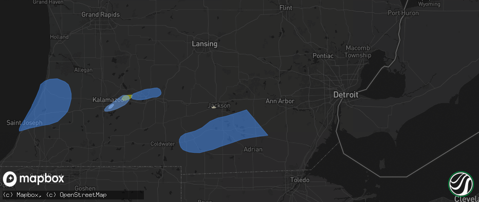 Hail map in Grass Lake, MI on July 3, 2026