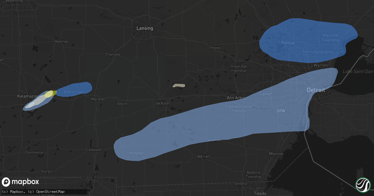 Hail map in Grass Lake, MI on July 3, 2026