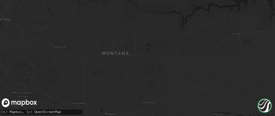 Hail map in Grass Range, MT on July 3, 2026
