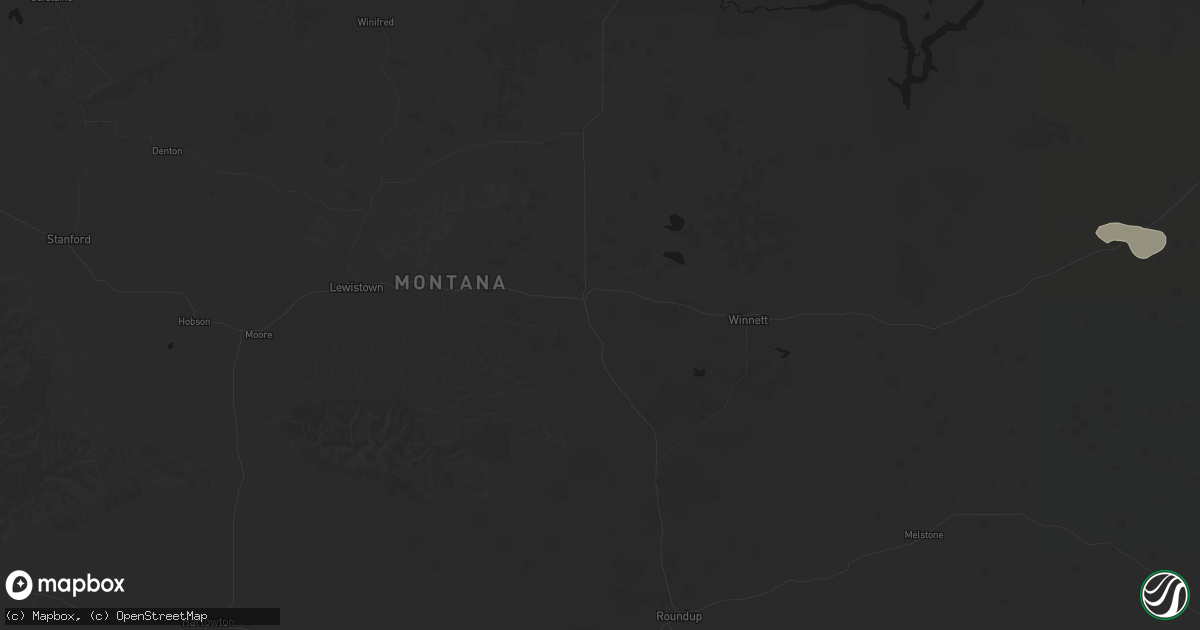 Hail map in Grass Range, MT on July 3, 2026