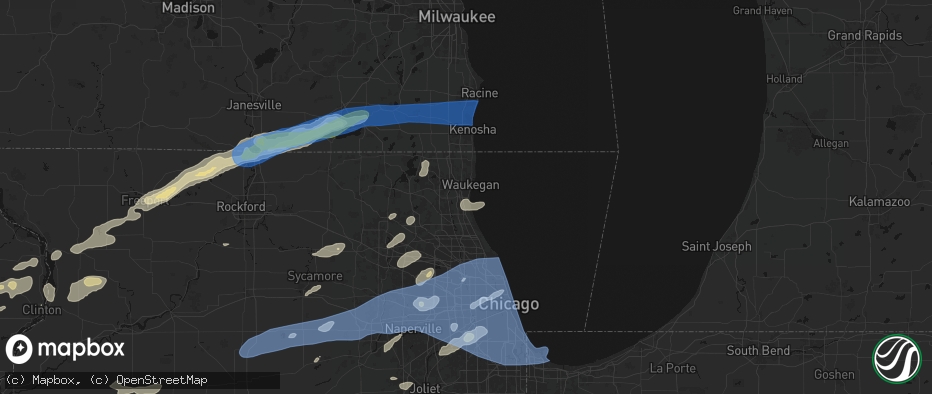 Hail map in Great Lakes, IL on July 3, 2026
