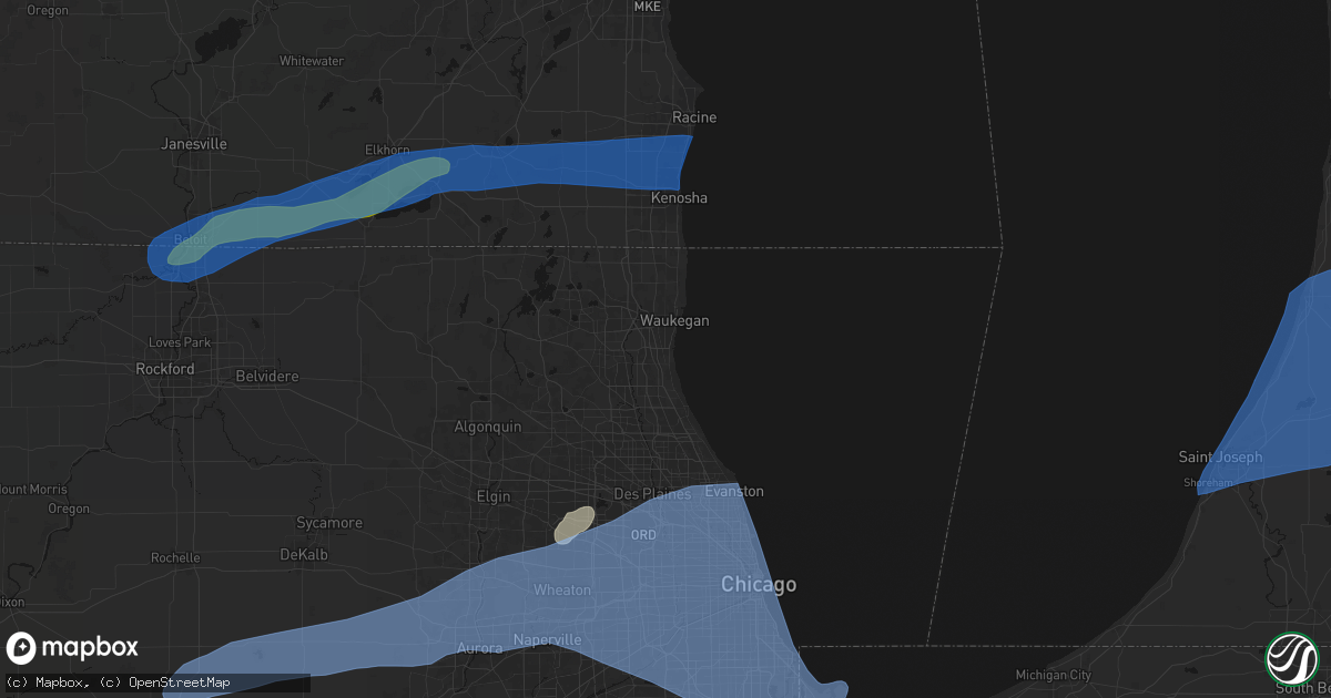 Hail map in Great Lakes, IL on July 3, 2026