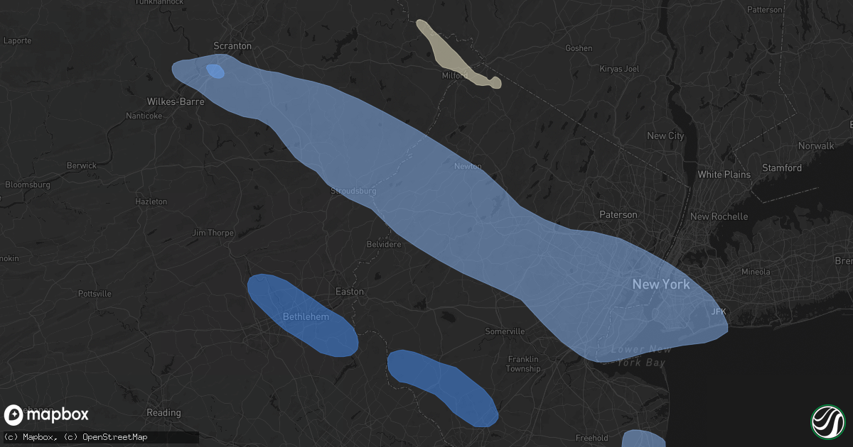 Hail map in Great Meadows, NJ on July 3, 2026