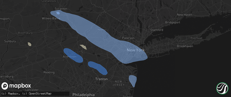 Hail map in Green Village, NJ on July 3, 2026
