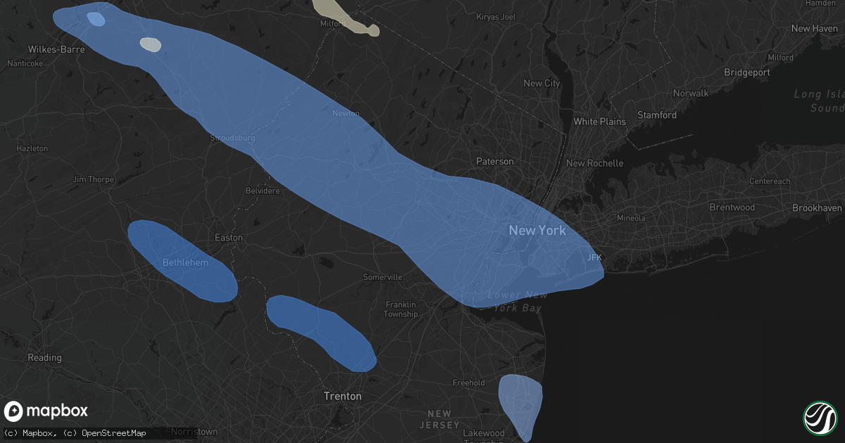 Hail map in Green Village, NJ on July 3, 2026