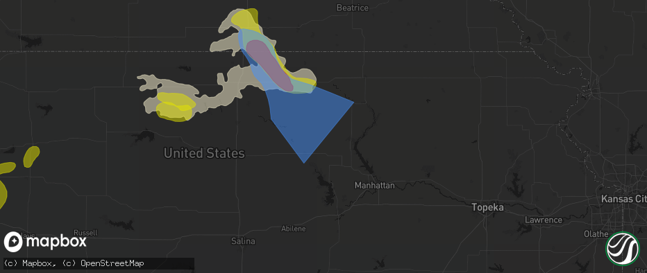 Hail map in Green, KS on July 3, 2026