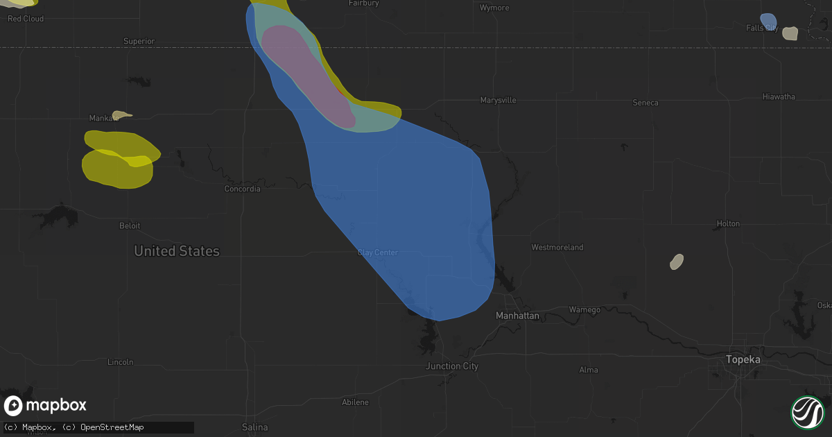 Hail map in Green, KS on July 3, 2026