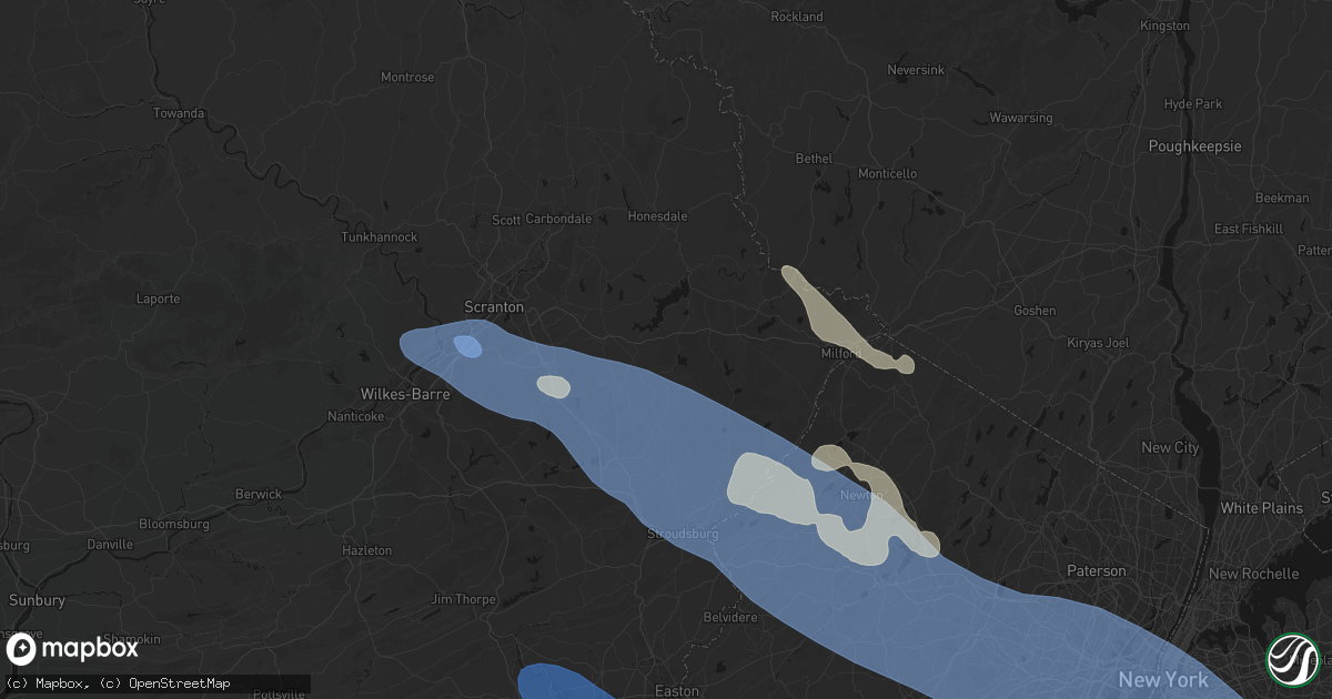 Hail map in Greentown, PA on July 3, 2026