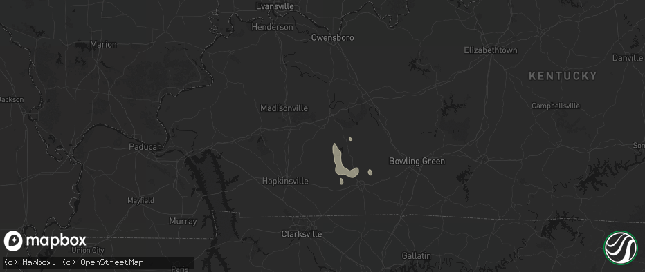 Hail map in Greenville, KY on July 3, 2026