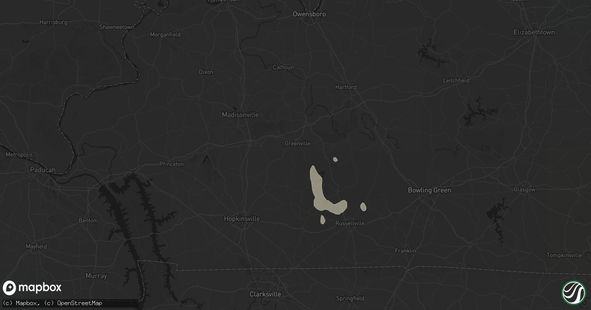 Hail map in Greenville, KY on July 3, 2026