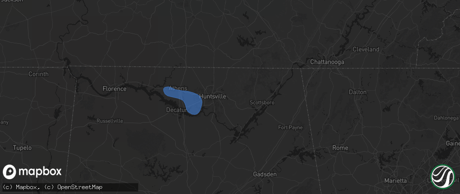Hail map in Gurley, AL on July 3, 2026
