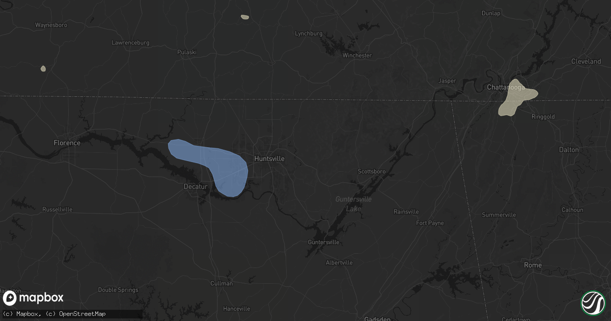 Hail map in Gurley, AL on July 3, 2026