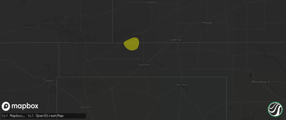 Hail map in Guymon, OK on July 3, 2026
