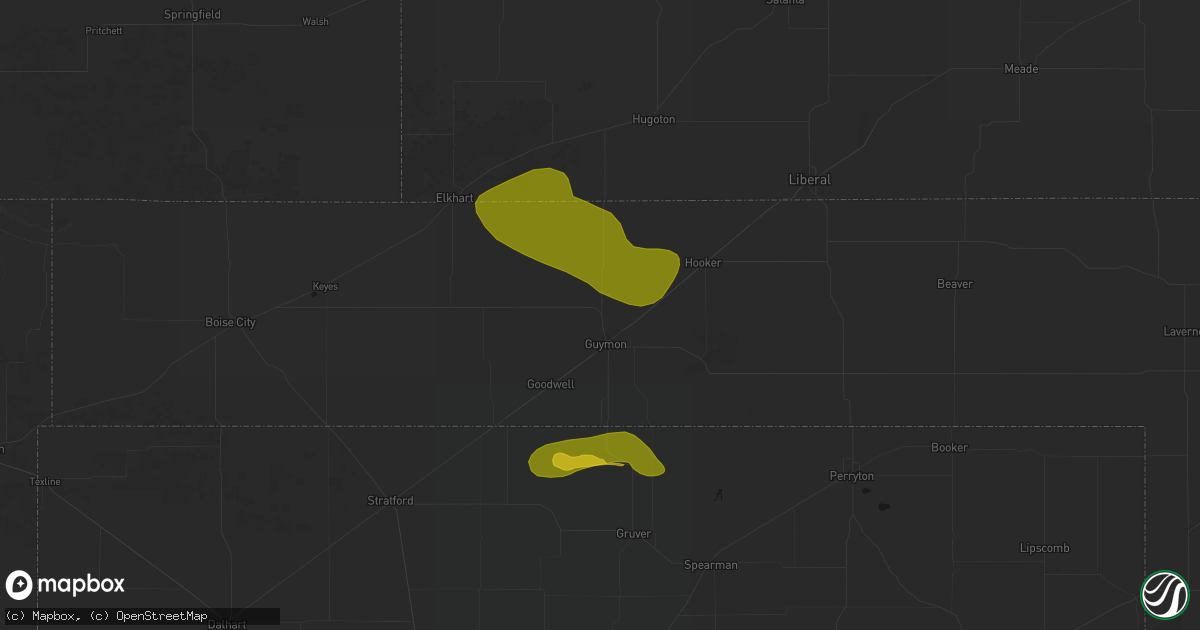 Hail map in Guymon, OK on July 3, 2026