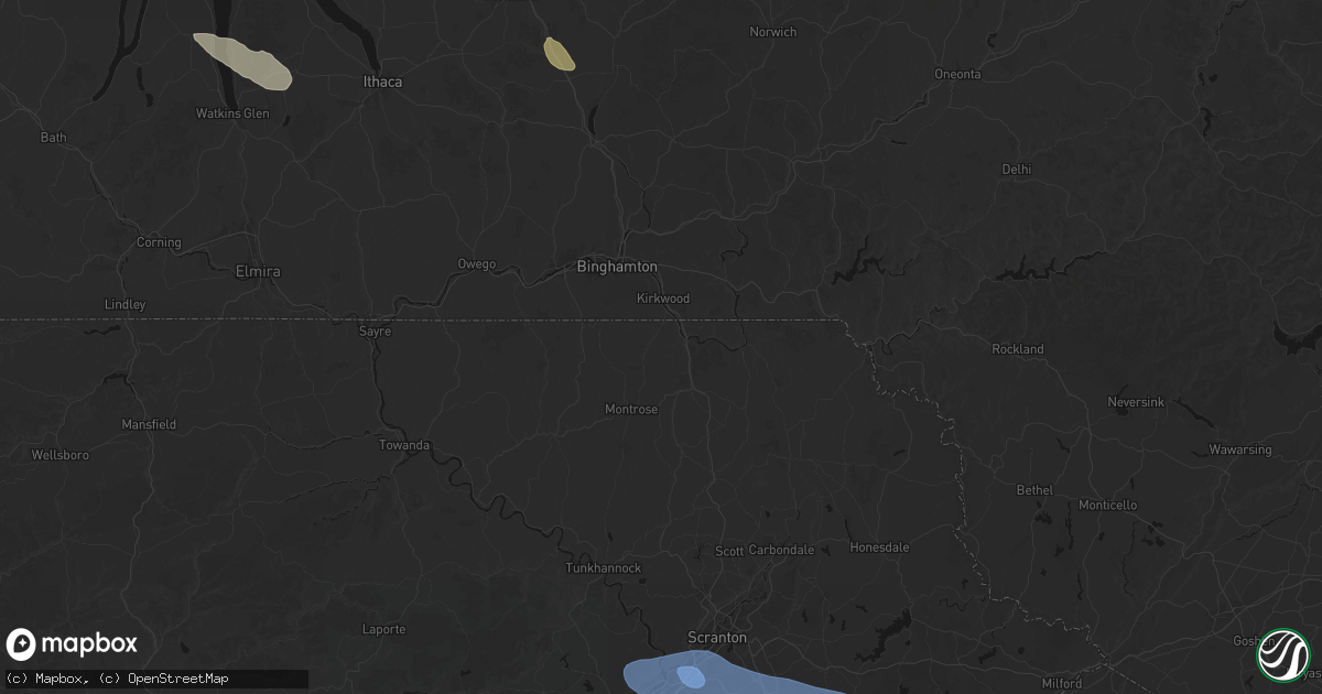 Hail map in Hallstead, PA on July 3, 2026