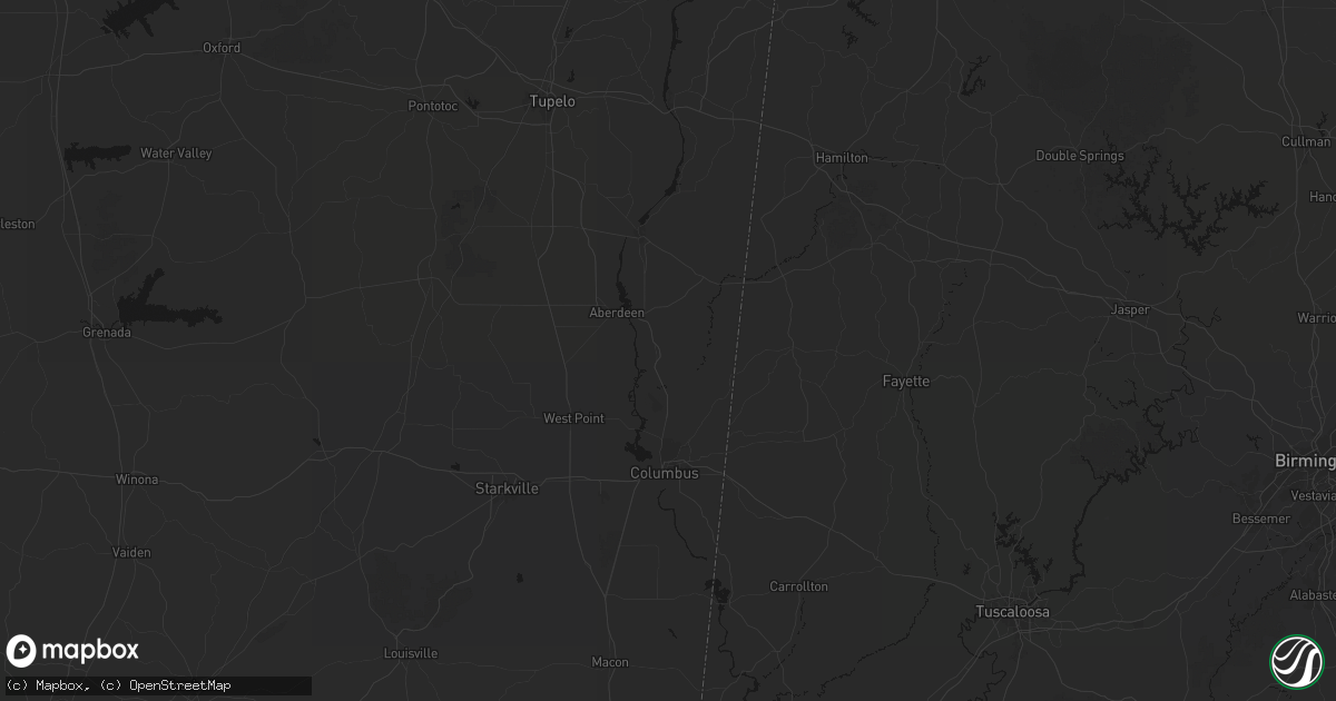 Hail map in Hamilton, MS on July 3, 2026