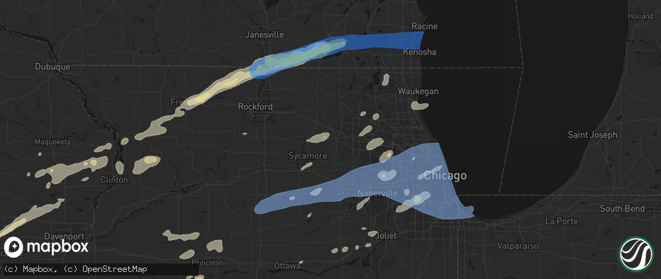 Hail map in Hampshire, IL on July 3, 2026