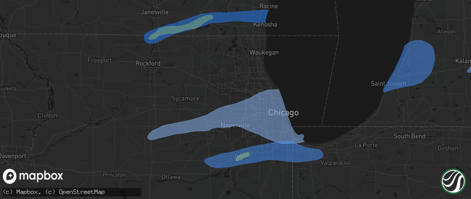 Hail map in Hanover Park, IL on July 3, 2026