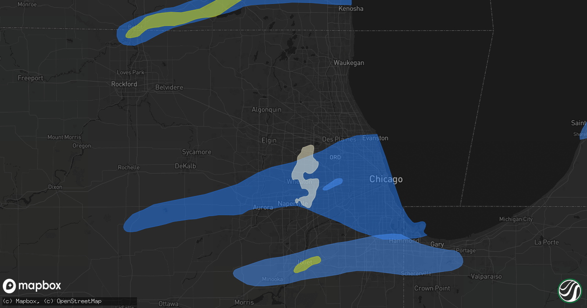 Hail map in Hanover Park, IL on July 3, 2026