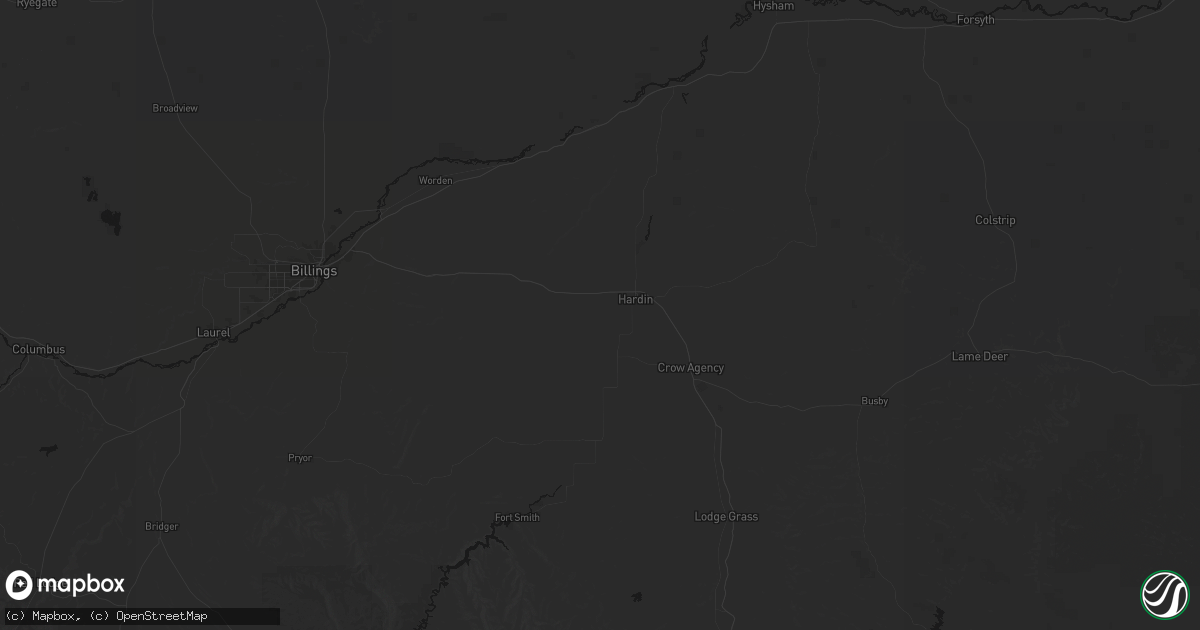 Hail map in Hardin, MT on July 3, 2026