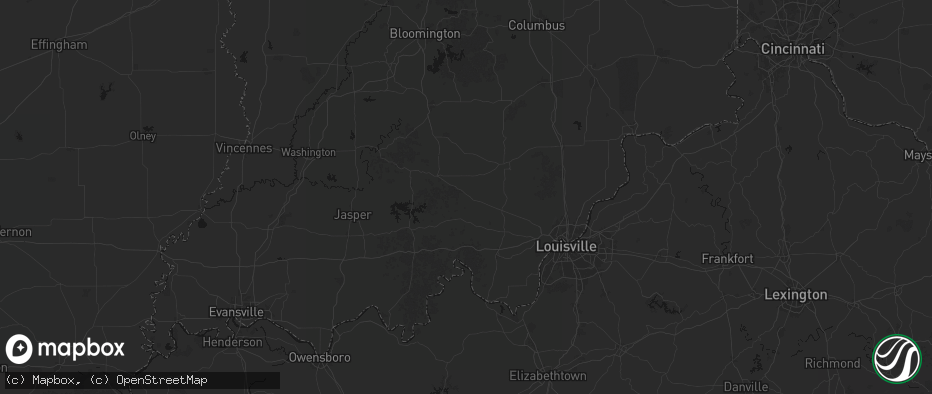 Hail map in Hardinsburg, IN on July 3, 2026