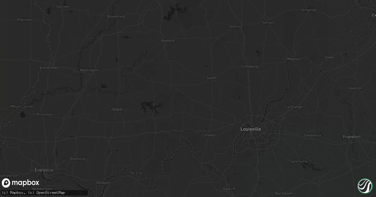 Hail map in Hardinsburg, IN on July 3, 2026