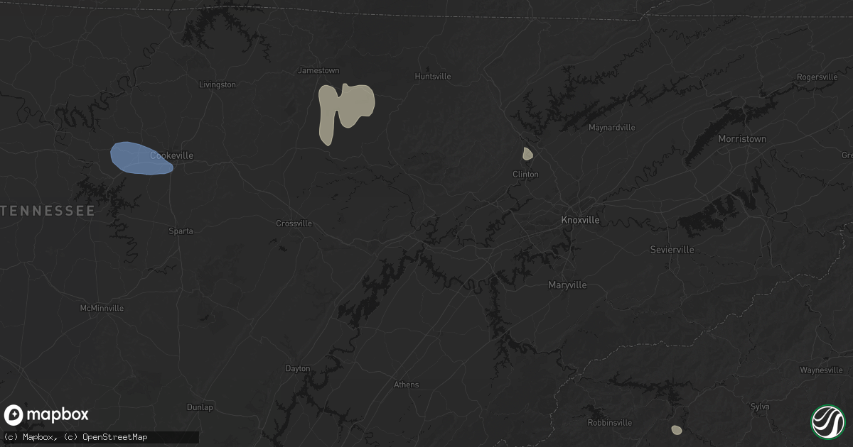 Hail map in Harriman, TN on July 3, 2026