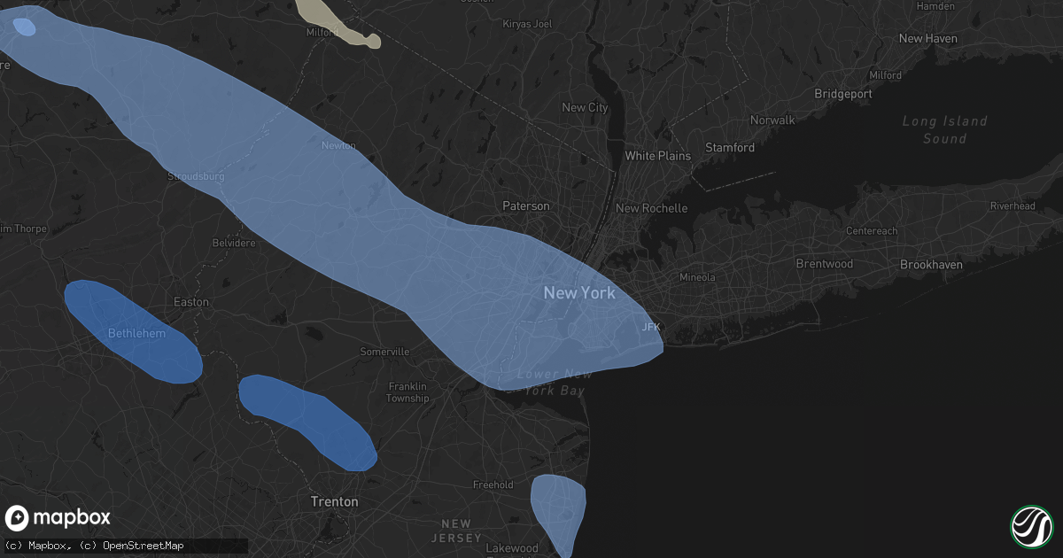 Hail map in Harrison, NJ on July 3, 2026
