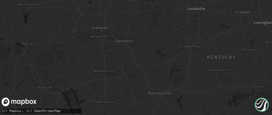 Hail map in Hartford, KY on July 3, 2026