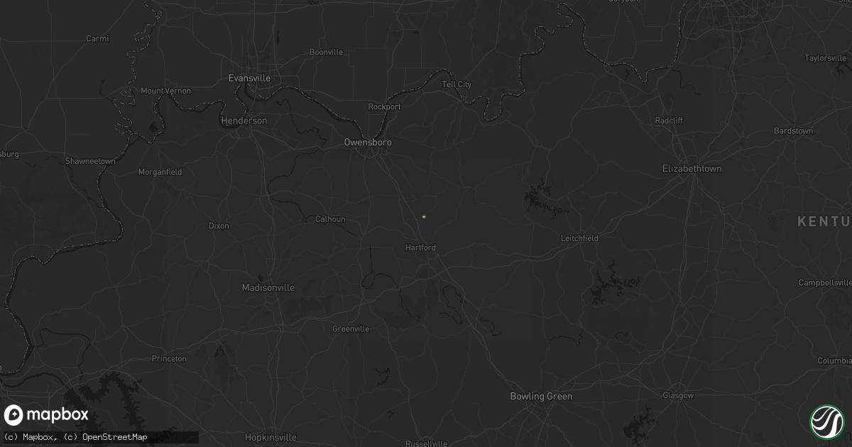 Hail map in Hartford, KY on July 3, 2026