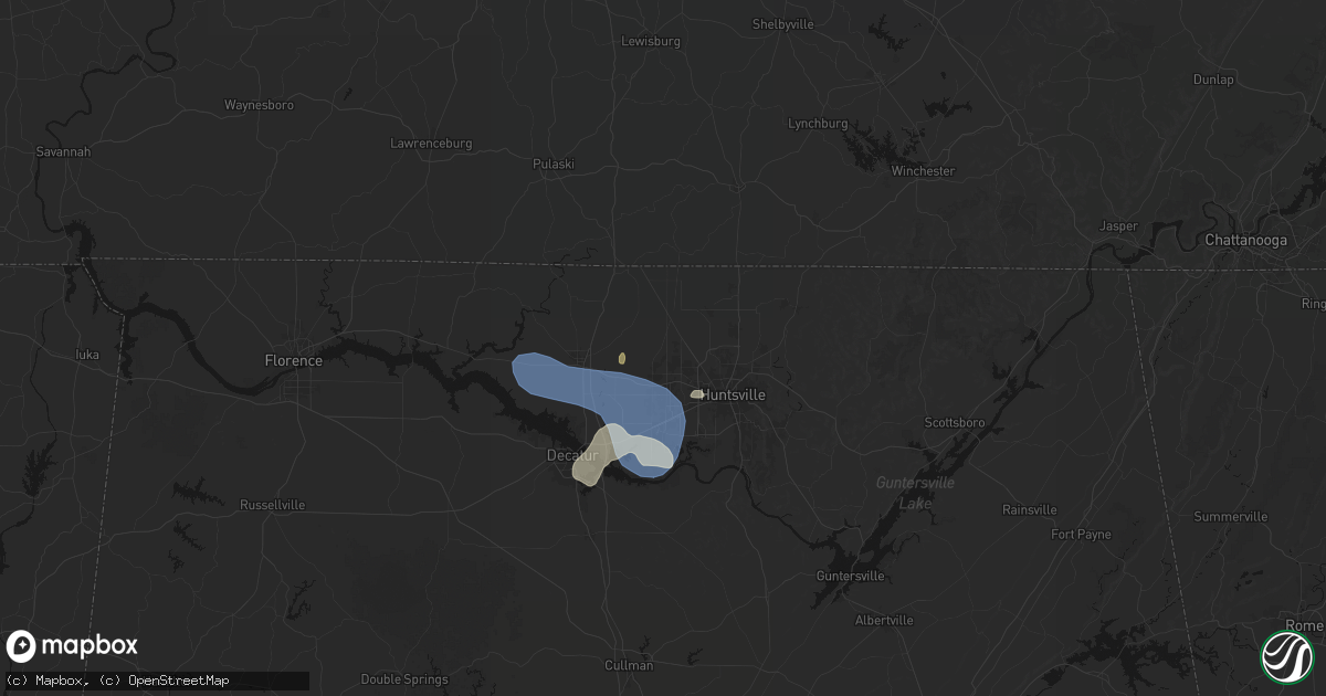 Hail map in Harvest, AL on July 3, 2026