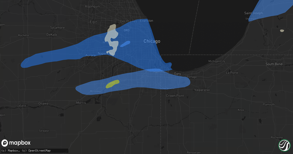 Hail map in Hazel Crest, IL on July 3, 2026