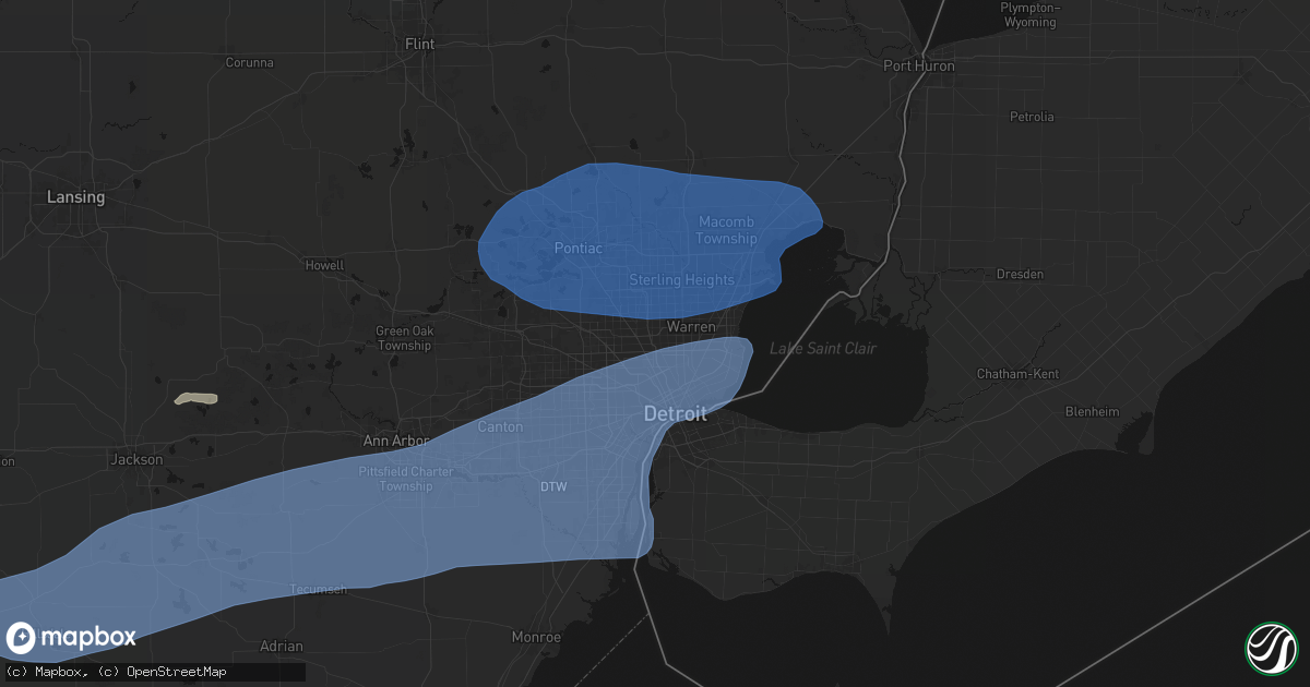 Hail map in Hazel Park, MI on July 3, 2026
