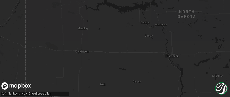 Hail map in Hebron, ND on July 3, 2026
