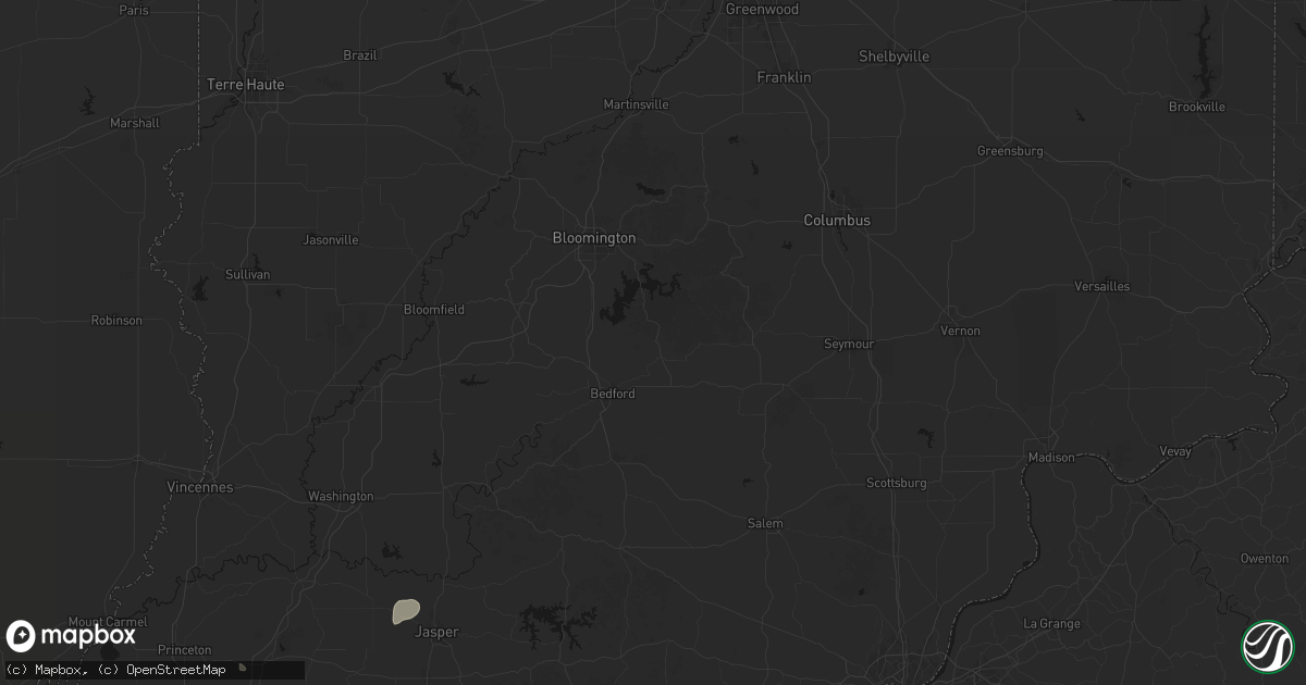 Hail map in Heltonville, IN on July 3, 2026