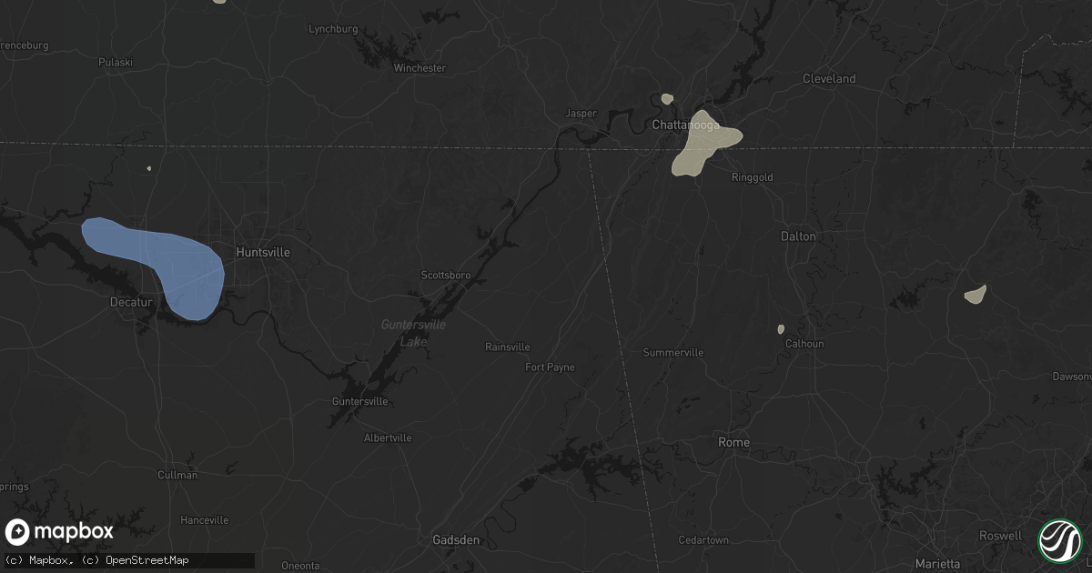 Hail map in Henagar, AL on July 3, 2026