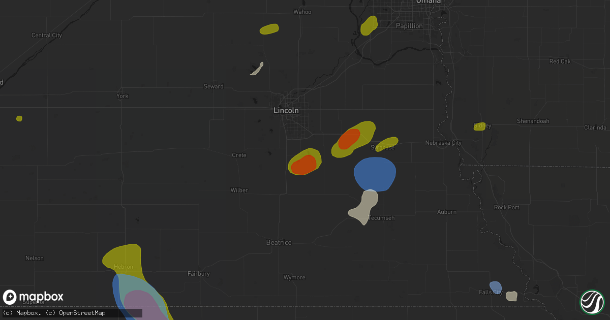 Hail map in Hickman, NE on July 3, 2026