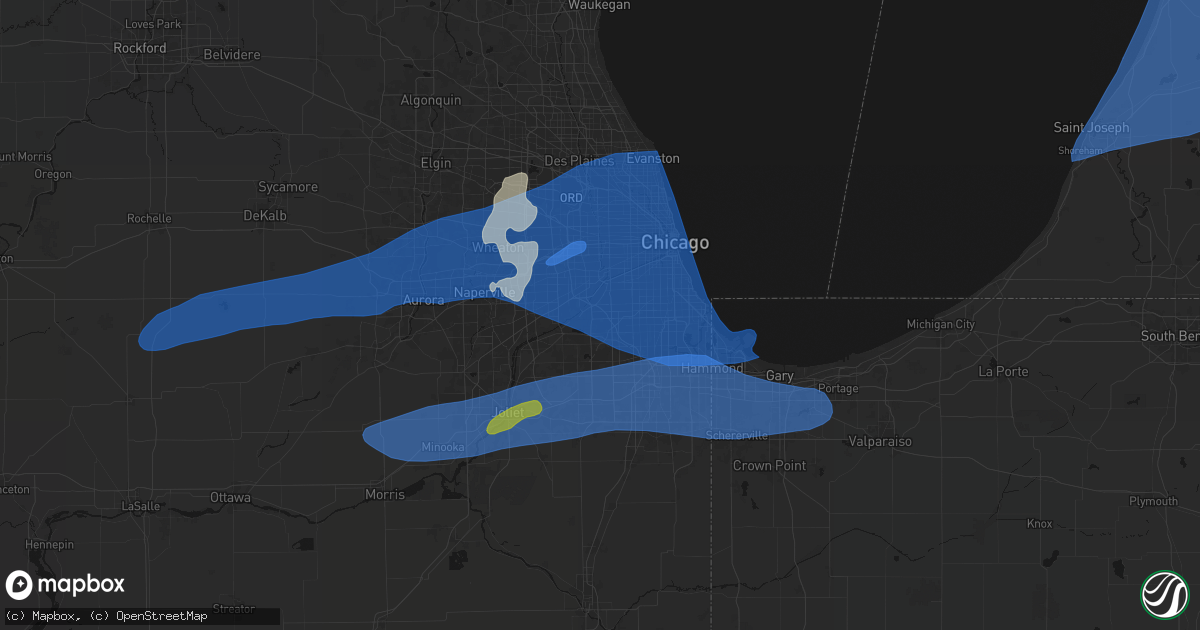 Hail map in Hickory Hills, IL on July 3, 2026