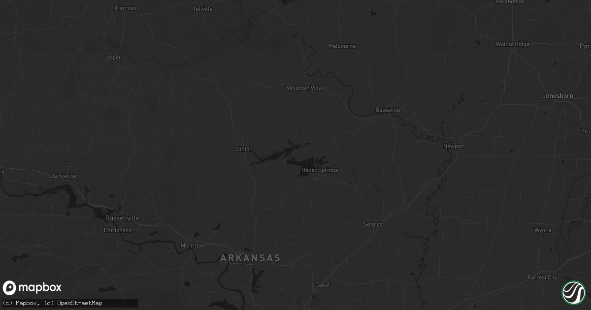 Hail map in Higden, AR on July 3, 2026