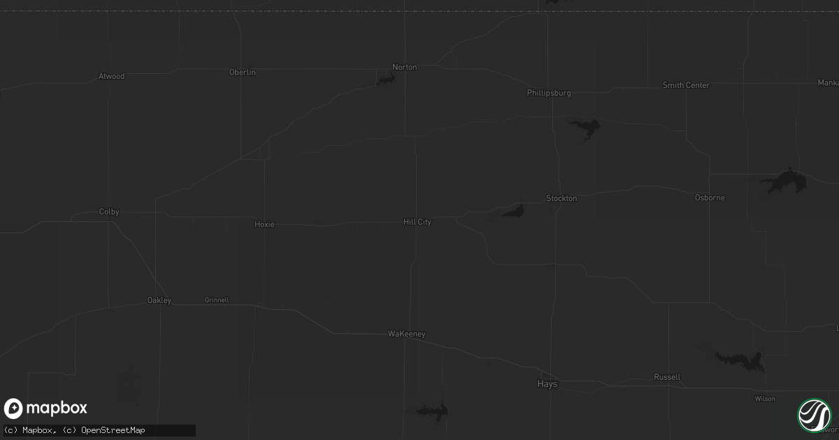 Hail map in Hill City, KS on July 3, 2026