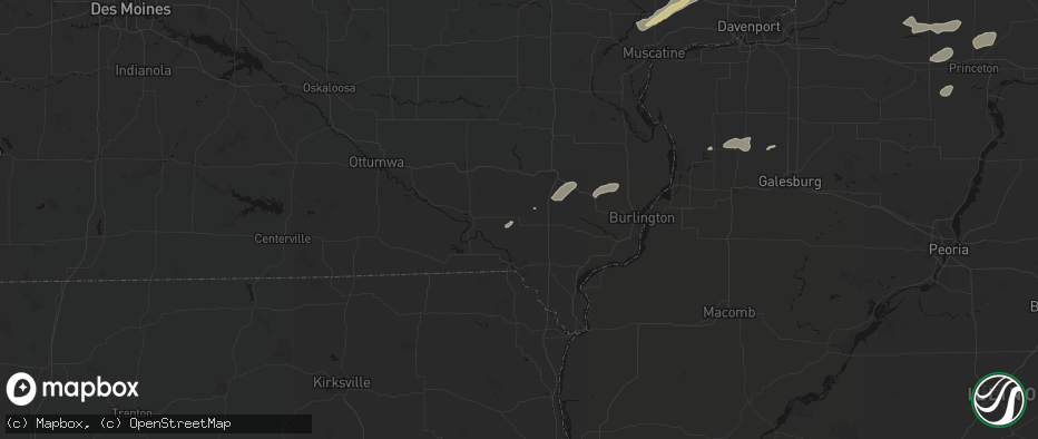 Hail map in Hillsboro, IA on July 3, 2026