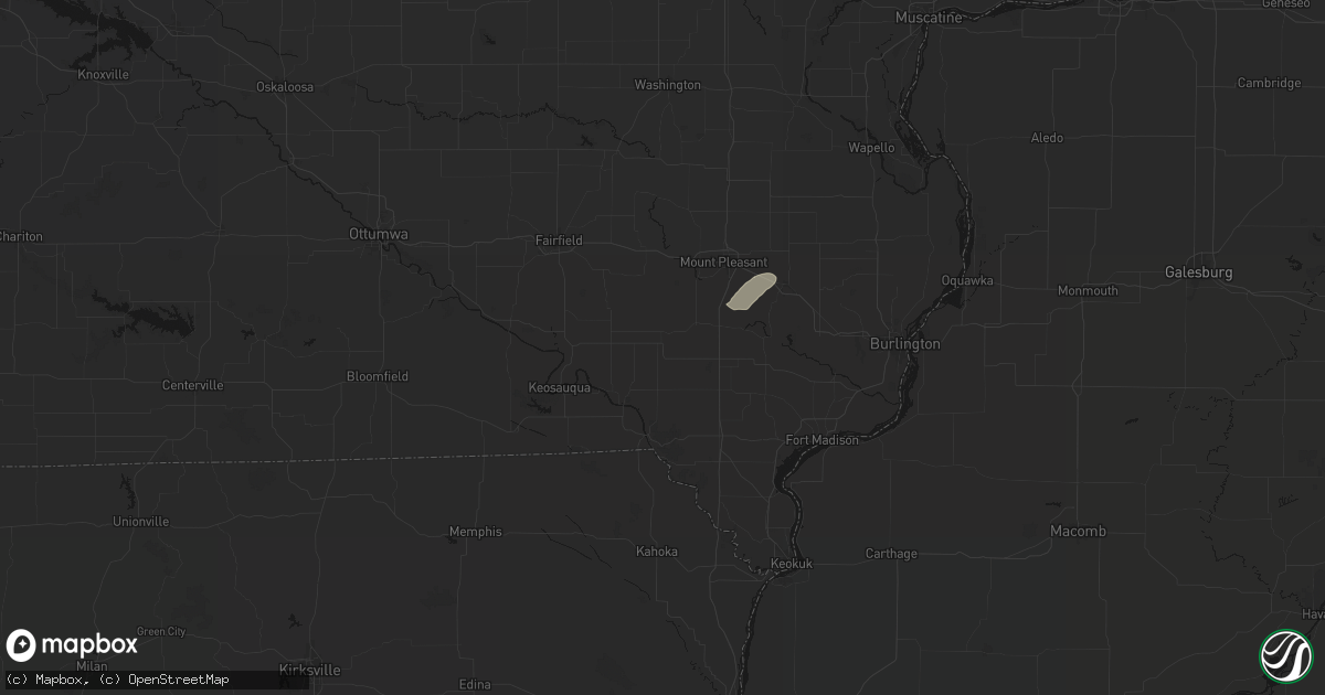 Hail map in Hillsboro, IA on July 3, 2026