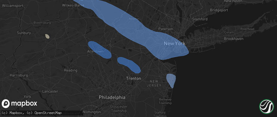 Hail map in Hillsborough, NJ on July 3, 2026