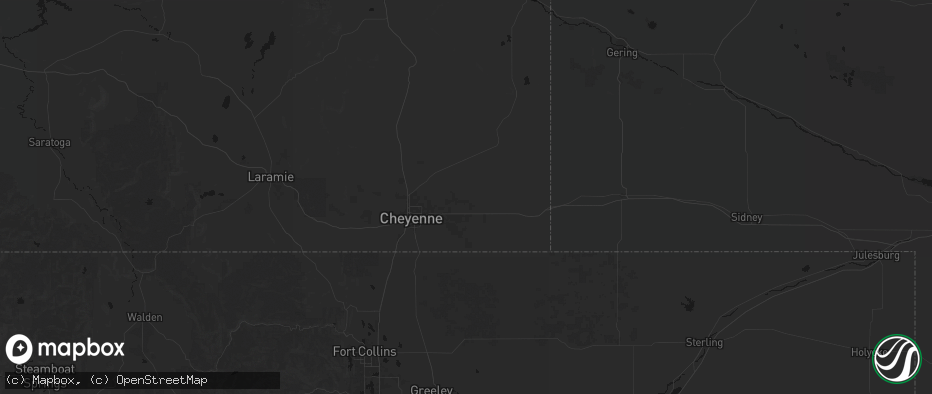 Hail map in Hillsdale, WY on July 3, 2026