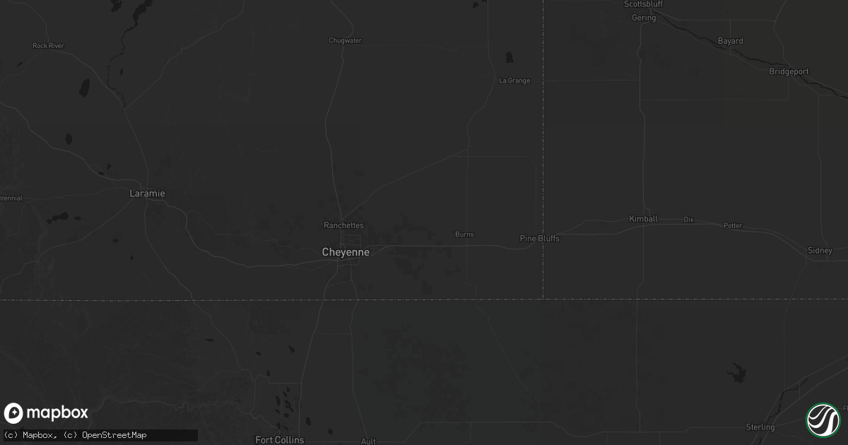 Hail map in Hillsdale, WY on July 3, 2026