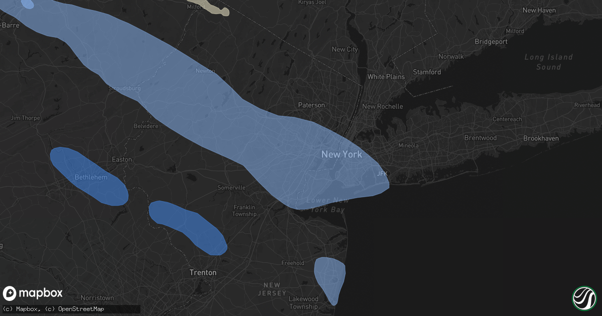 Hail map in Hillside, NJ on July 3, 2026