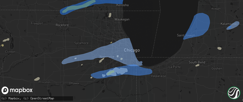 Hail map in Hines, IL on July 3, 2026