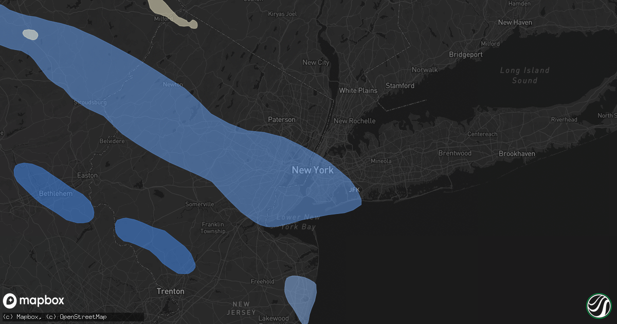 Hail map in Hoboken, NJ on July 3, 2026